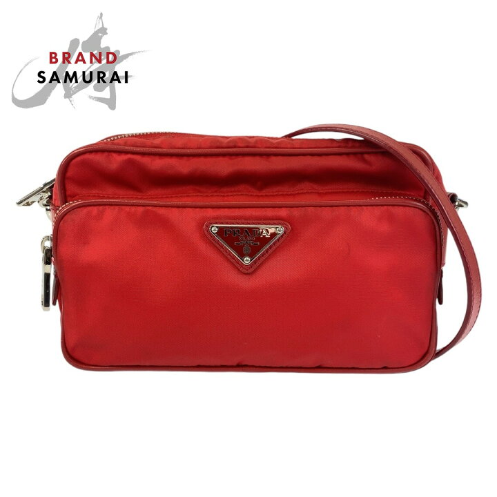 楽天市場】PRADA プラダ テスート 三角ロゴプレート レッド シルバー  