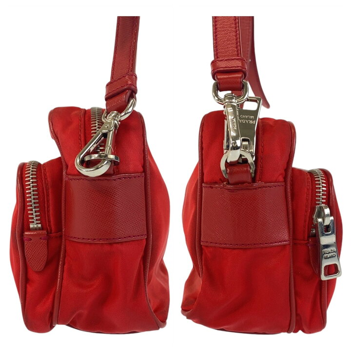 楽天市場】PRADA プラダ テスート 三角ロゴプレート レッド シルバー  
