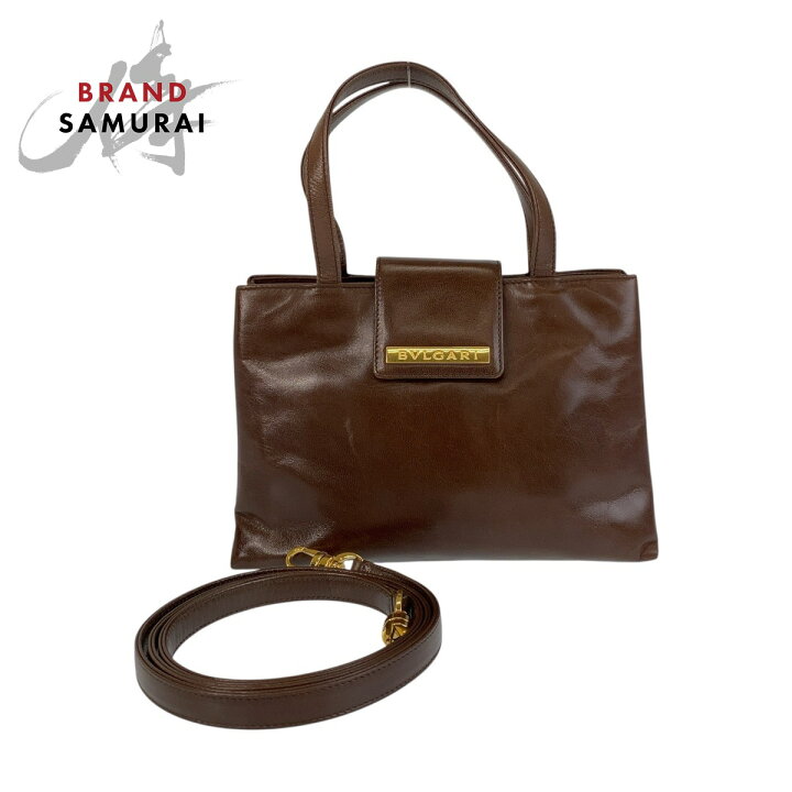 楽天市場】美品 BVLGARI ブルガリ ブラウン ゴールド金具 レザー 