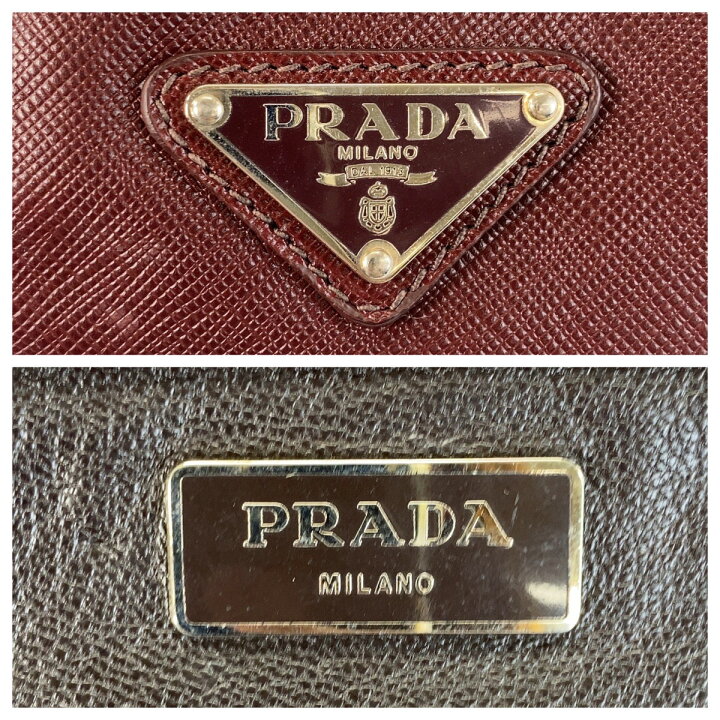 楽天市場】美品 PRADA プラダ サフィアーノ 三角ロゴプレート ワイン 