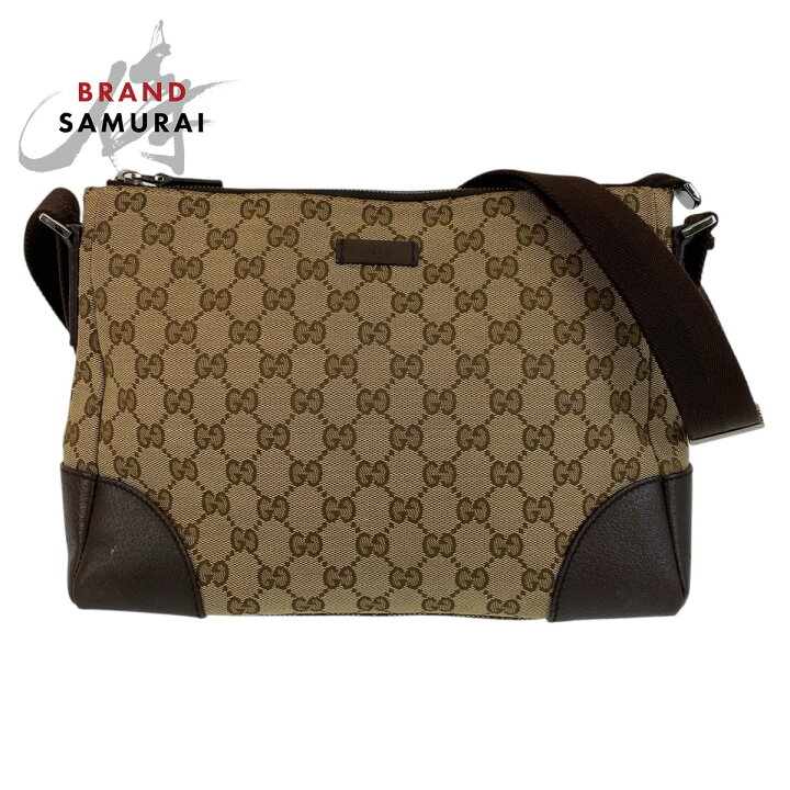 楽天市場】美品 GUCCI グッチ ブラウン GGキャンバス /レザー 114273 