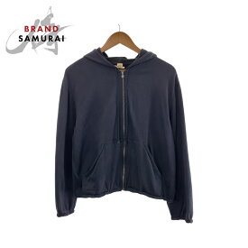 HERMES エルメス サイズ38 ネイビー シルバー金具 コットン /シルク ジップアップ パーカー 男女兼用 レディース 506335 【中古】