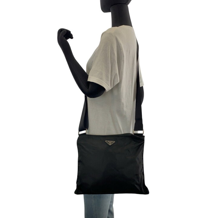 楽天市場】美品 PRADA プラダ テスート 三角ロゴプレート ブラック 黒 