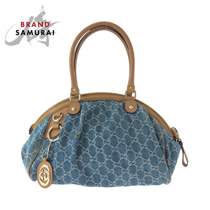 楽天市場】美品 GUCCI グッチ スーキー ブルー ブラウン ゴールド金具  