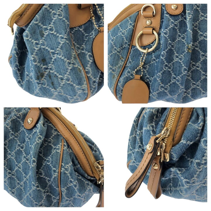 楽天市場】美品 GUCCI グッチ スーキー ブルー ブラウン ゴールド金具 