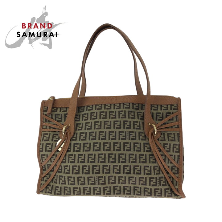 楽天市場】美品 FENDI フェンディ ズッキーノ ブラウン ゴールド金具 
