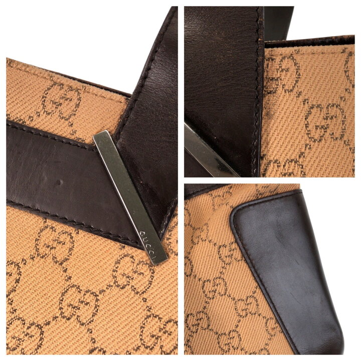 楽天市場】美品 GUCCI グッチ ベージュ ブラウン GGキャンバス /レザー  