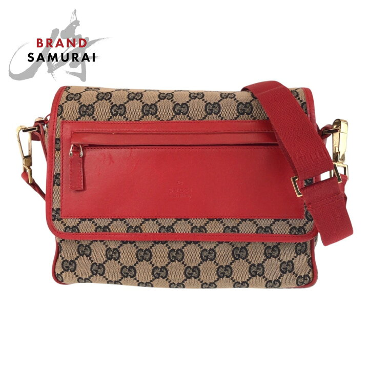 楽天市場】美品 GUCCI グッチ レッド ベージュ ゴールド金具 GG 