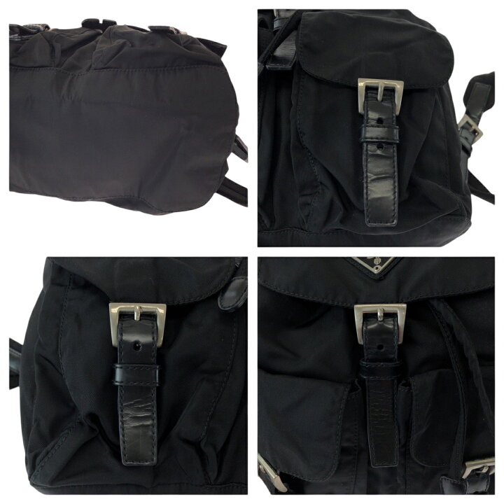 PRADA プラダ テスート 三角ロゴプレート チェーンショルダー ブラック  