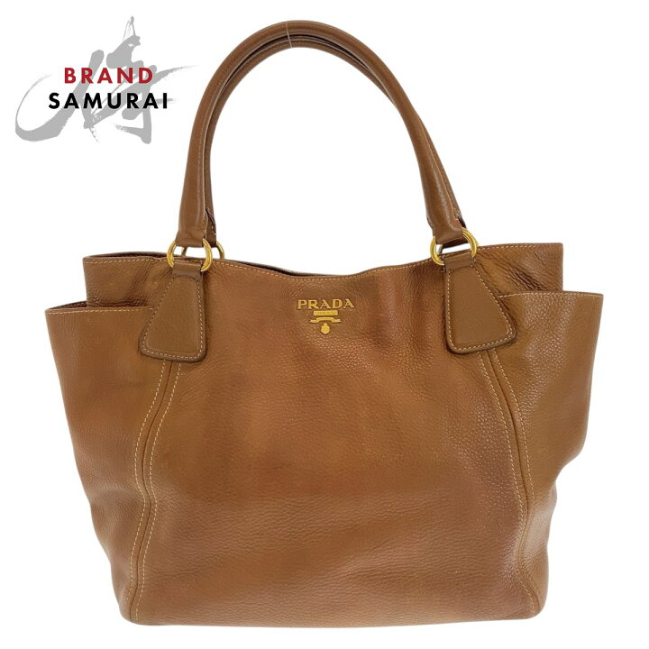 楽天市場】PRADA プラダ ブラウン ゴールド金具 レザー トートバッグ 