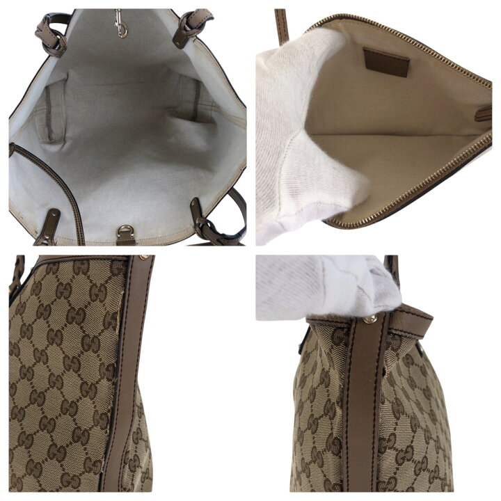 楽天市場】GUCCI グッチ ブラウン ゴールド金具 GGキャンバス /レザー  