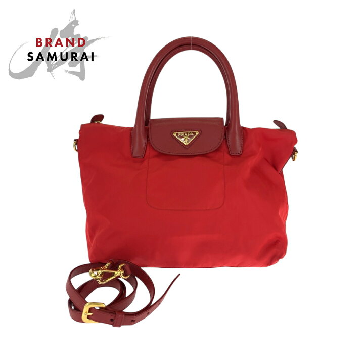 楽天市場】美品 PRADA プラダ テスート 三角ロゴプレート レッド 