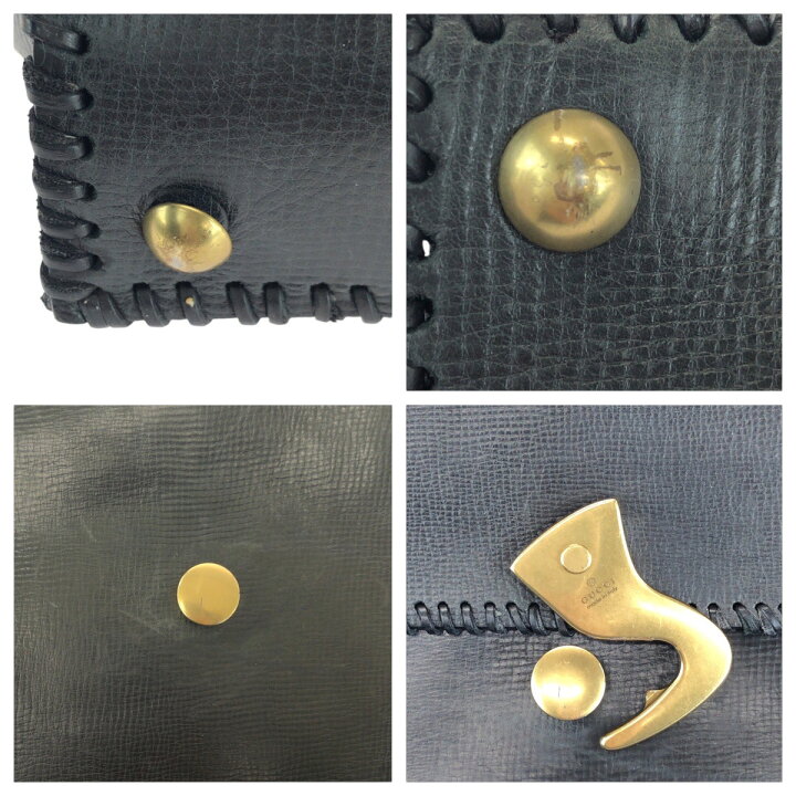 楽天市場】美品 GUCCI グッチ ブラック 黒 ゴールド金具 レザー 106232 