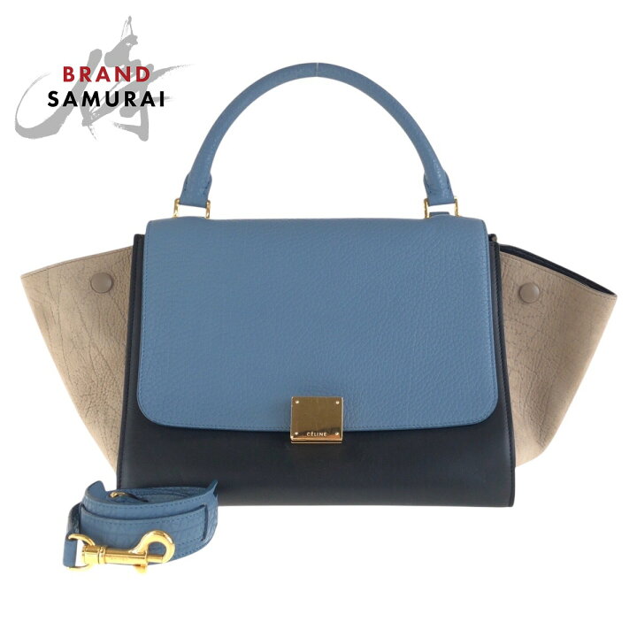 楽天市場】美品 CELINE セリーヌ トラペーズ ブルー ブラック ベージュ 