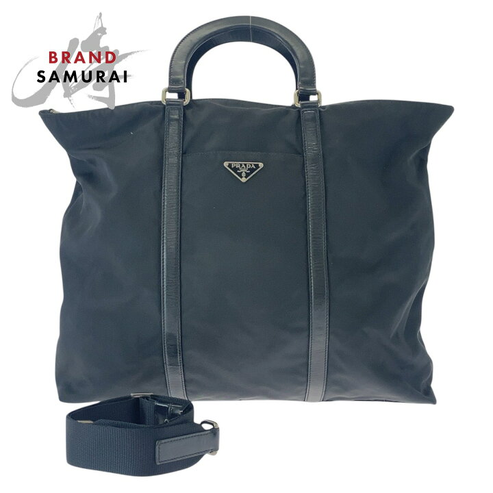 楽天市場】美品 PRADA プラダ テスート 三角ロゴプレート ブラック 黒 