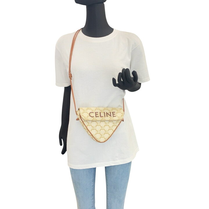 楽天市場】美品 CELINE セリーヌ トリオンフ トライアングル ベージュ 