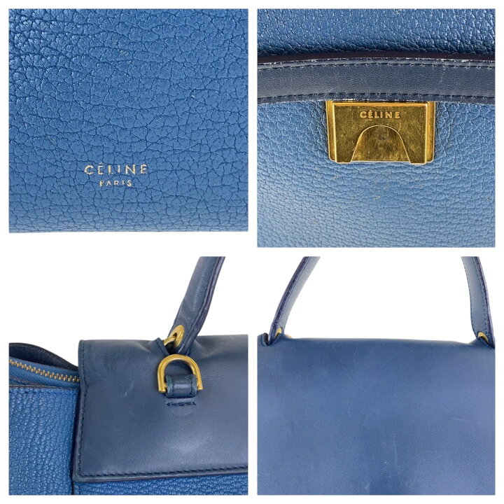 楽天市場】CELINE セリーヌ ベルトバッグ バイカラー ブラー ネイビー 