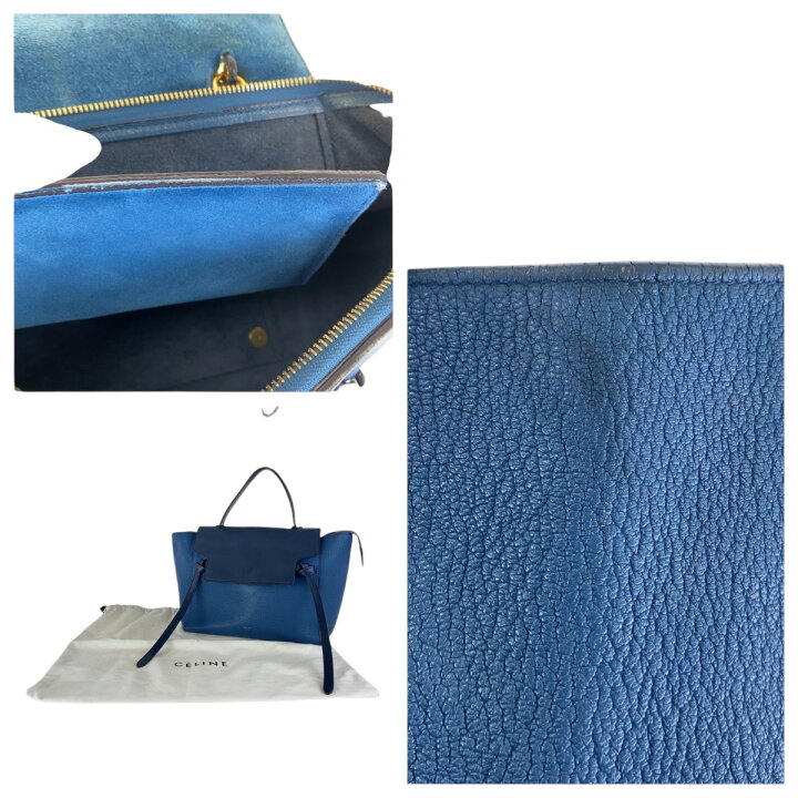 楽天市場】CELINE セリーヌ ベルトバッグ バイカラー ブラー ネイビー 