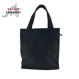 美品 PRADA プラダ ロゴ ブラック 黒 シルバー金具 サテン ハンドバッグ トートバッグ レディース 502059 【中古】