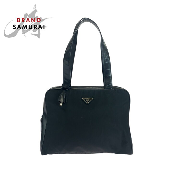 楽天市場】美品 PRADA プラダ テスート 三角ロゴプレート ブラック 黒 