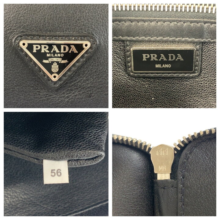 楽天市場】美品 PRADA プラダ 三角ロゴプレート ブラック 黒 シルバー 