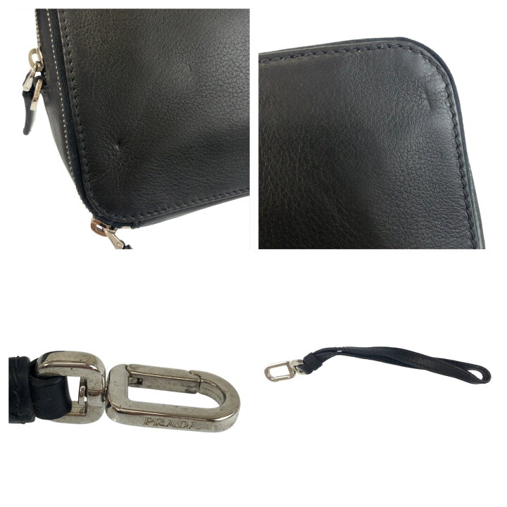 楽天市場】美品 PRADA プラダ 三角ロゴプレート ブラック 黒 シルバー 