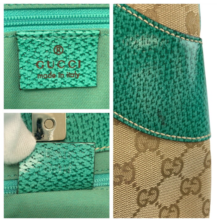楽天市場】美品 GUCCI グッチ ベージュ グリーン シルバー金具 GG 