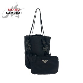 PRADA プラダ テスート サテン ブラック 黒 シルバー金具 ナイロン /サテン トートバッグ ポーチ付き レディース 504173 【中古】