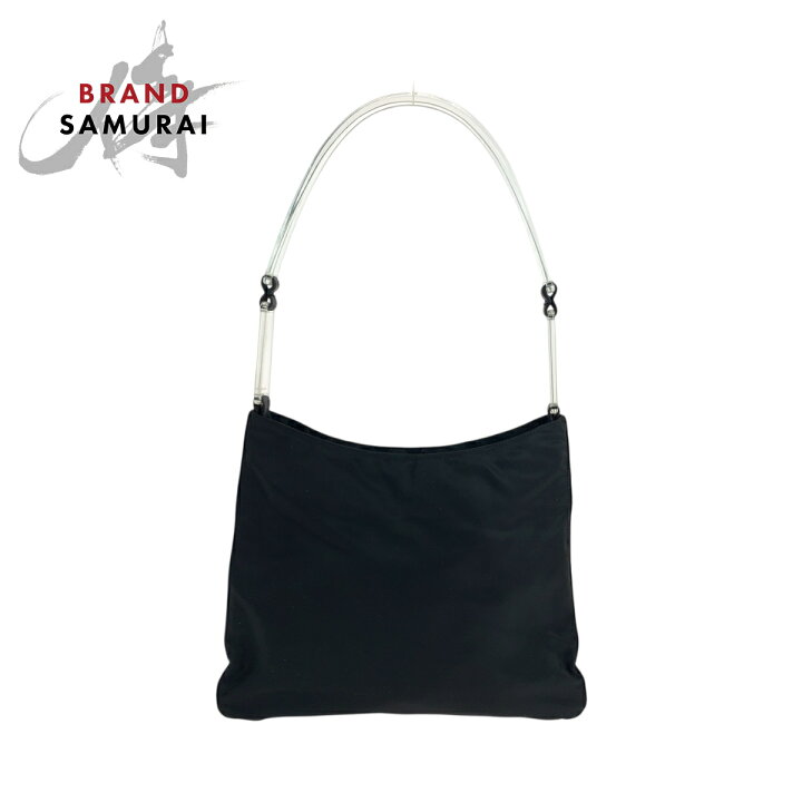 楽天市場】美品 PRADA プラダ テスート 三角ロゴプレート ブラック 黒  