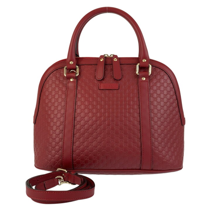 楽天市場】美品 GUCCI グッチ マイクログッチシマ レッド ゴールド金具 