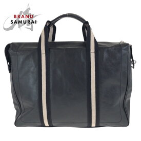 美品 BALLY バリー トレインスポッティング ブラック 黒 ホワイト シルバー金具 レザー /キャンバス ビジネスバッグ ブリーフケース メンズ 505158 【中古】