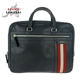 美品 BALLY バリー パンチング ブラック 黒 シルバー金具 レザー HVLK ビジネスバッグ ブリーフケース メンズ 505607 【中古】
