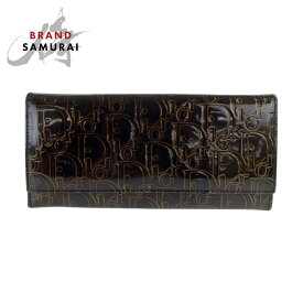 Christian Dior クリスチャンディオール トロッター ブラウン シルバー金具 パテントレザー 長財布 ロングウォレット レディース 506257 【中古】