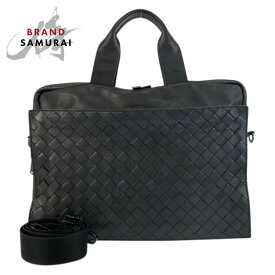 BOTTEGAVENETA ボッテガヴェネタ マキシイントレチャート ブラック 黒 レザー BO8444117C ビジネスバッグ ブリーフケース ショルダーバッグ メンズ 600004 【中古】