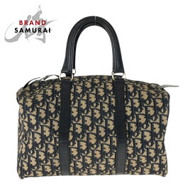 美品 Christian Dior クリスチャンディオール ヴィンテージ トロッター ベージュ ネイビー シルバー金具 キャンバス /レザー ハンドバッグ ミニボストンバッグ レディース 600475 【中古】