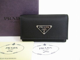 【未使用保管品】 プラダ PRADA ナイロン レザー 6連 キーケース キーリング メンズ レディース ネロ 黒 【中古】