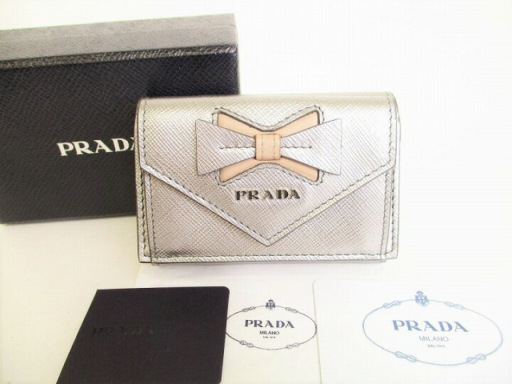 楽天市場】【未使用保管品】 プラダ PRADA リボン付 サフィアーノ  