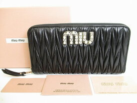 【展示保管品】 ミュウミュウ miu miu マトラッセ ミュウC レザー ラウンドジップ 長財布 ラウンドファスナー 長財布 ネロ 黒 【中古】