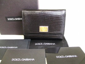 【未使用保管品】 ドルチェ＆ガッバーナ ドルガバ DOLCE&GABBANA D&G レザー 3つ折り 財布 コンパクト財布 メンズ レディース 黒 【中古】