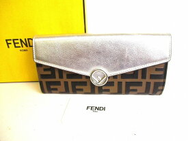 【展示保管品】 フェンディ FENDI エフ イズ フェンディ レザー パラジウムメタル 長財布 コンチネンタルウォレット シルバー【中古】