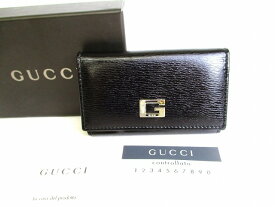 【希少】 【未使用保管品】 グッチ GUCCI ヴィンテージ Gロゴ レザー 6連 キーケース キーリング メンズ レディース 黒 【中古】