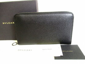 【未使用保管品】 ブルガリ BVLGARI ブルガリブルガリ グレイン レザー ジップアラウンドウォレット ラウンドファスナー 長財布 メンズ レディース ネロ 黒 【中古】