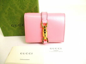 【新古品】 グッチ GUCCI ジャッキー 1961 レザー ゴールド金具 カードケース ウォレット 2つ折り 財布 ピンク 【中古】