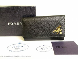 【未使用保管品】 プラダ PRADA サフィアーノ メタル レザー 6連 キーケース キーリング メンズ レディース ネロ 黒 【中古】