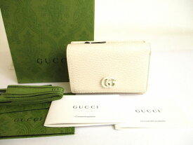 【未使用保管品】 グッチ GUCCI GGマーモント ミディアム カードケース ウォレット 3つ折り 財布 コンパクトウォレット メンズ レディース クリーム ホワイト 【中古】