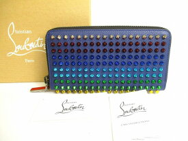 【未使用保管品】 クリスチャン ルブタン Christian Louboutin パネトーネ グラデーションカラー メタルスパイク スタッズ ラウンドファスナ― 長財布 メンズ レディース【中古】