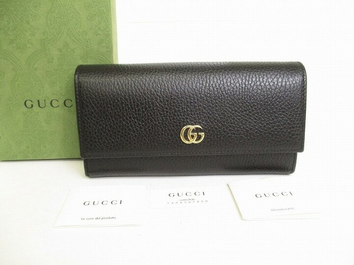 楽天市場】【新古品】 グッチ GUCCI GG マーモント レザー 2つ折り 長 