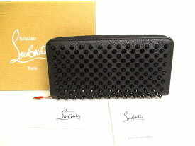 【新古品】 クリスチャン ルブタン Christian Louboutin パネトーネ スパイク スタッズ ラウンドファスナ― 長財布 メンズ レディース 黒 【中古】