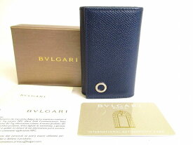 【新古品】ブルガリ BVLGARI ブルガリブルガリ マン グレインレザー 6連 キーケース キーリング メンズ レディース ネイビー 【中古】