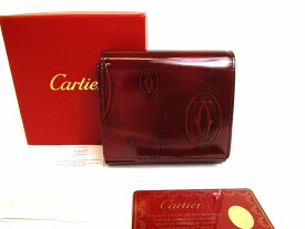 【未使用保管品】 カルティエ Cartier ハッピーバースデー カーフスキン 3つ折り財布 コンパクト財布 コンパクトウォレット メンズ レディース ボルドー 【中古】